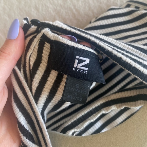 Striped Peplum High Neck Blouse - Picture 12 of 12